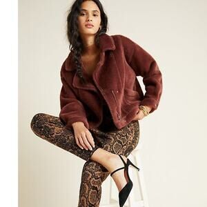 New Anthropologie Sherpa Swan Ultra Soft Coat by FRNCH $198 Brown X-SMALL